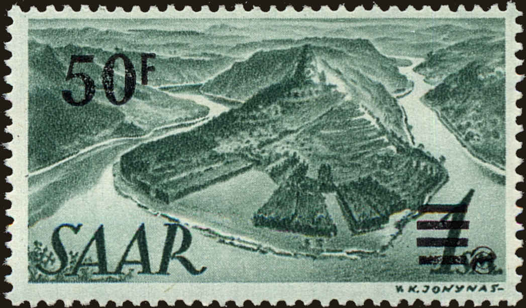 Front view of Saar 187 collectors stamp