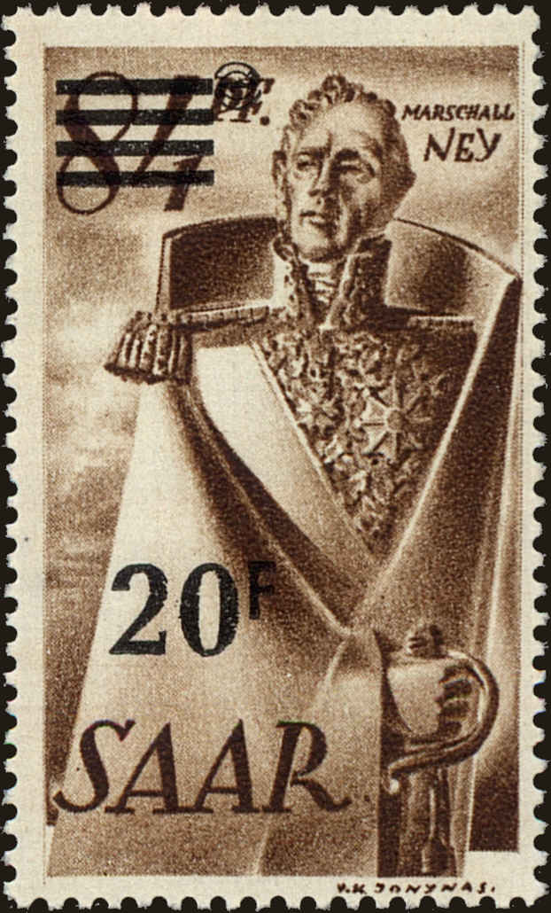 Front view of Saar 186a collectors stamp