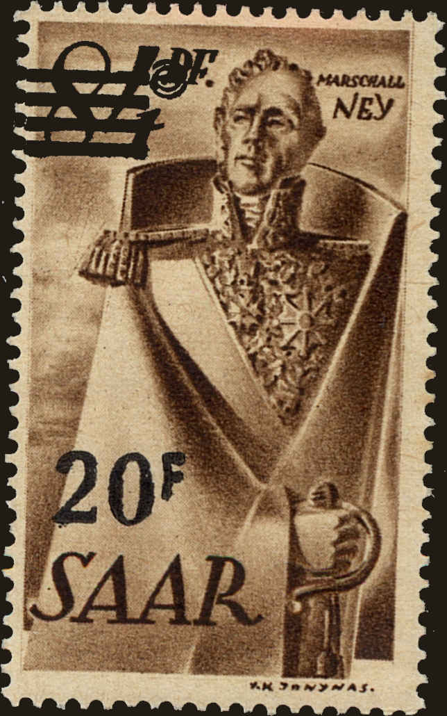 Front view of Saar 186 collectors stamp