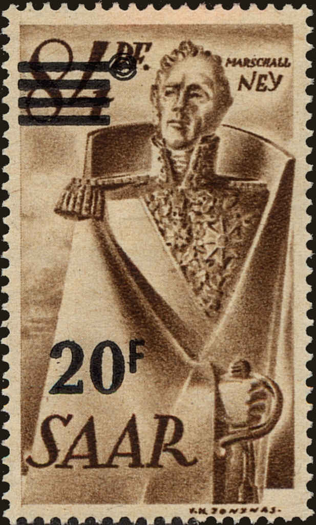 Front view of Saar 186a collectors stamp