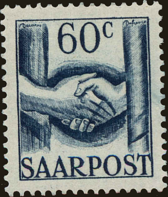 Front view of Saar 189 collectors stamp