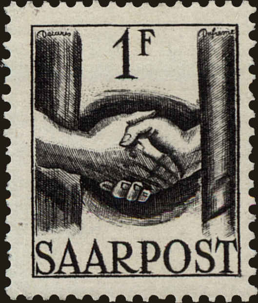 Front view of Saar 190 collectors stamp