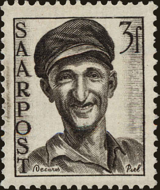 Front view of Saar 192 collectors stamp