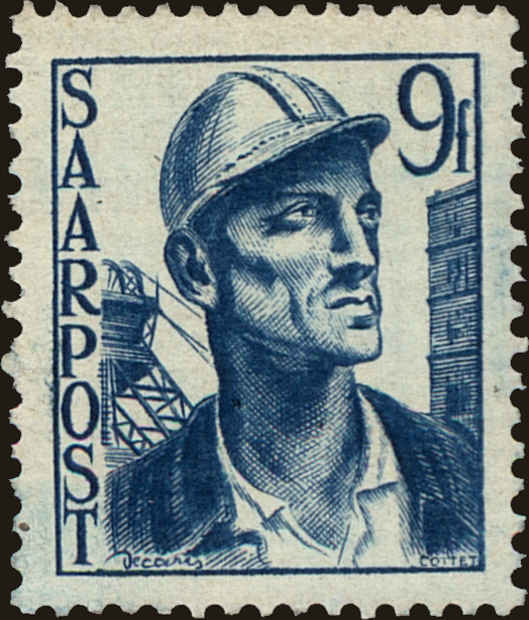Front view of Saar 196 collectors stamp