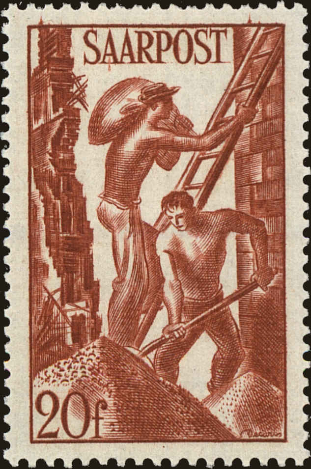 Front view of Saar 199 collectors stamp