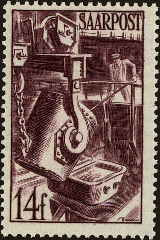 Front view of Saar 198 collectors stamp