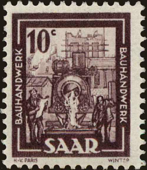 Front view of Saar 204 collectors stamp