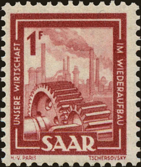Front view of Saar 206 collectors stamp