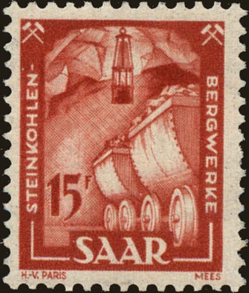 Front view of Saar 213 collectors stamp