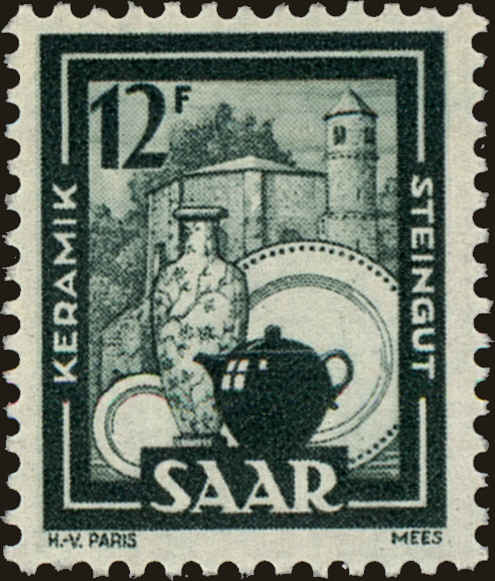 Front view of Saar 212 collectors stamp