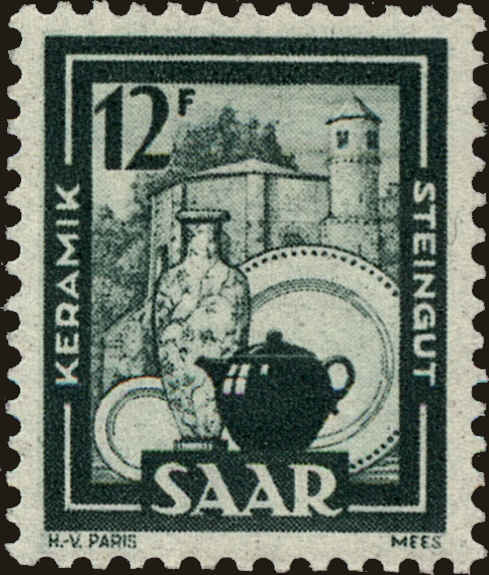 Front view of Saar 212 collectors stamp