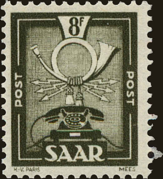Front view of Saar 210 collectors stamp