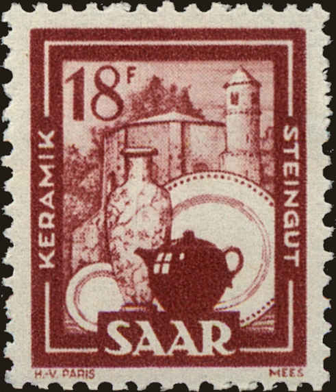 Front view of Saar 214 collectors stamp