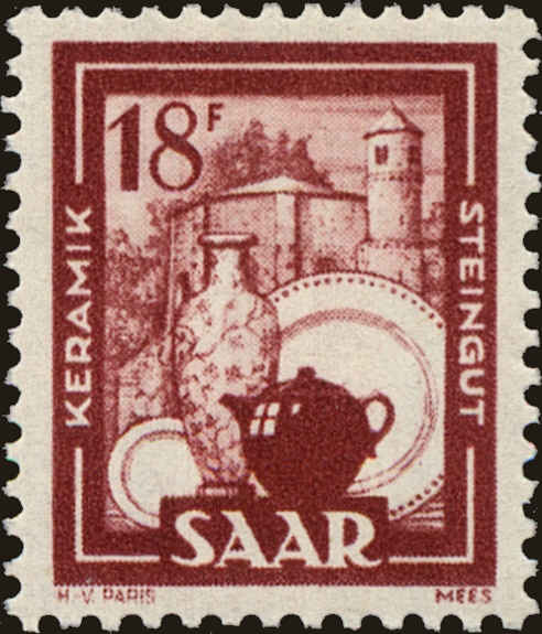 Front view of Saar 214 collectors stamp