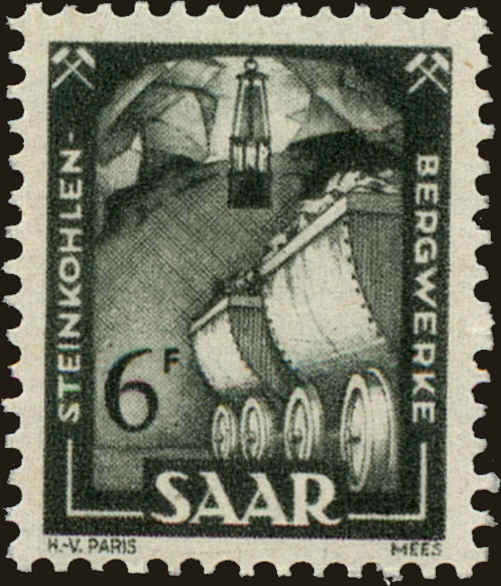 Front view of Saar 209 collectors stamp