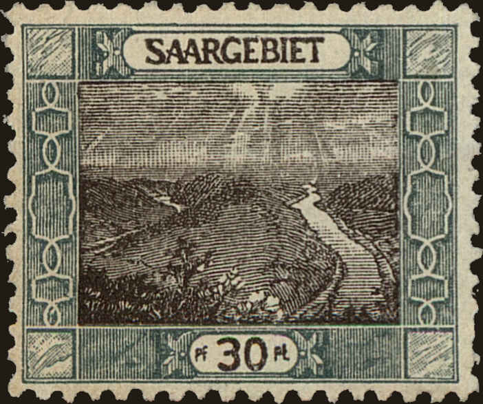 Front view of Saar 72 collectors stamp