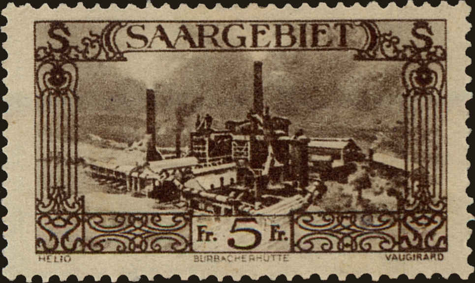 Front view of Saar 135 collectors stamp