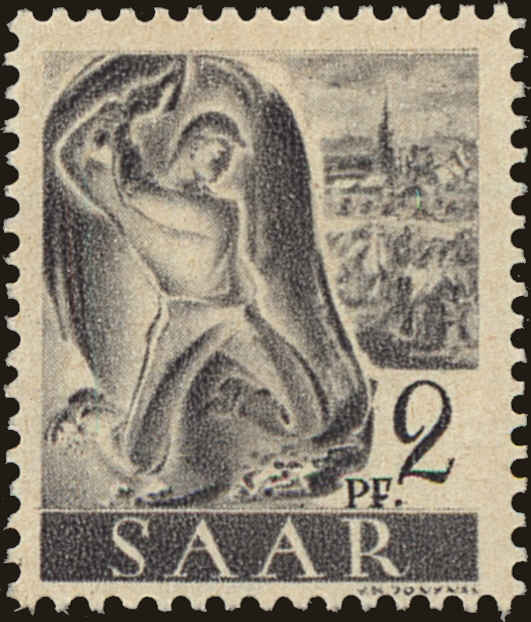 Front view of Saar 155 collectors stamp