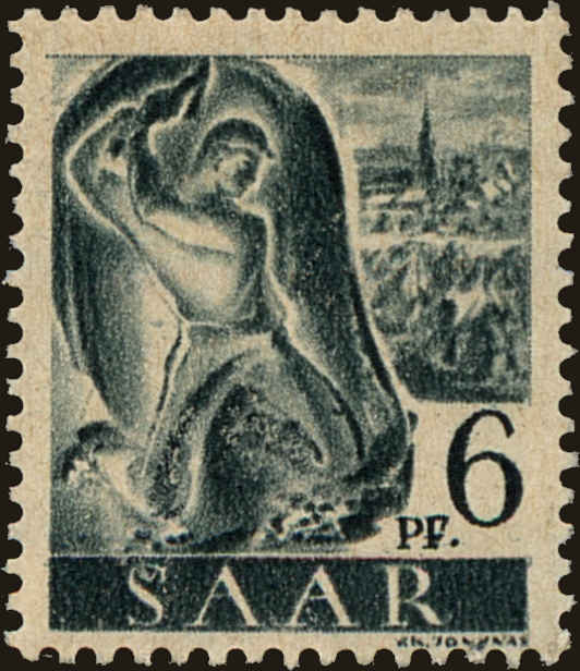 Front view of Saar 157 collectors stamp