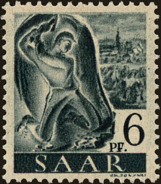 Front view of Saar 157 collectors stamp