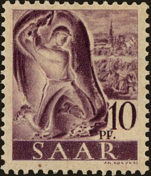 Front view of Saar 159 collectors stamp