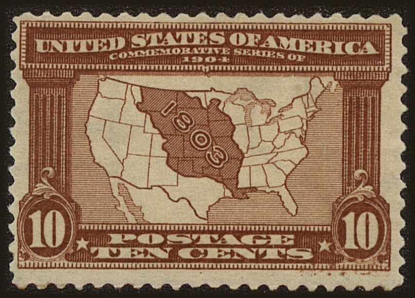 Front view of United States 327 collectors stamp