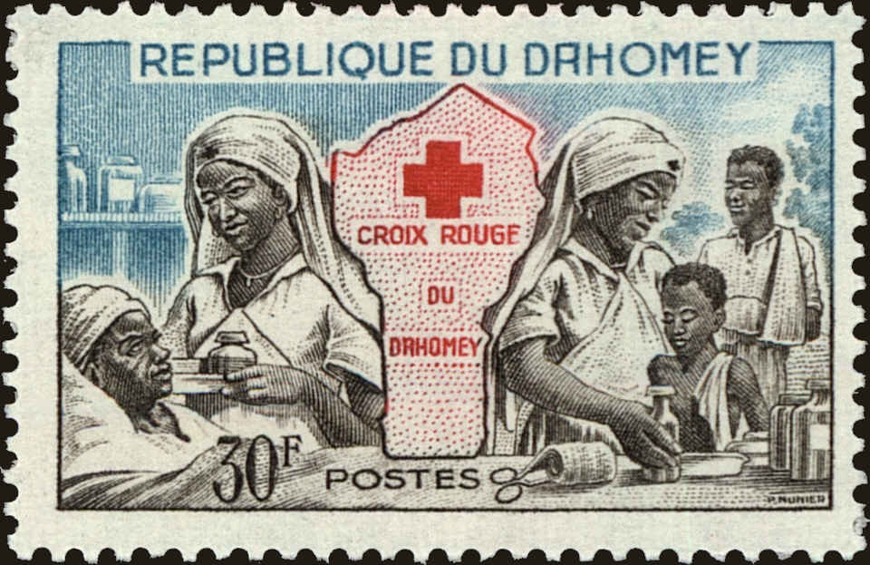 Front view of Dahomey 159 collectors stamp