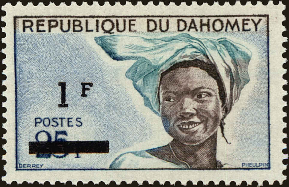 Front view of Dahomey 211 collectors stamp