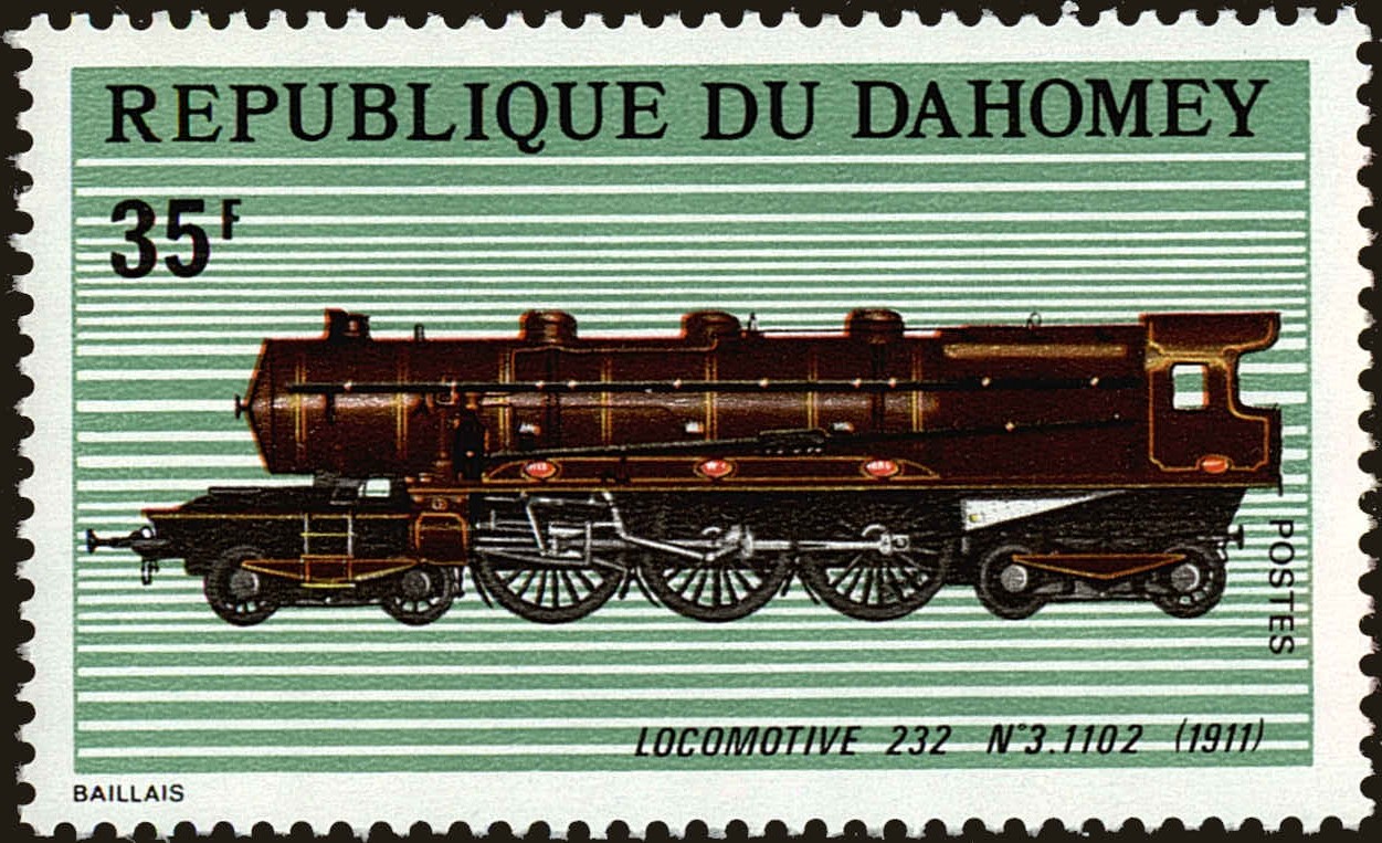 Front view of Dahomey 325 collectors stamp