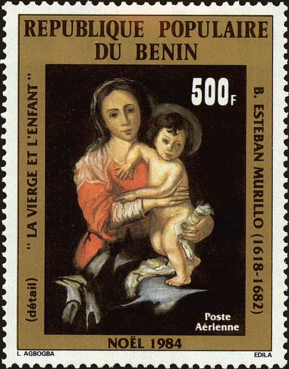 Front view of Benin C327 collectors stamp