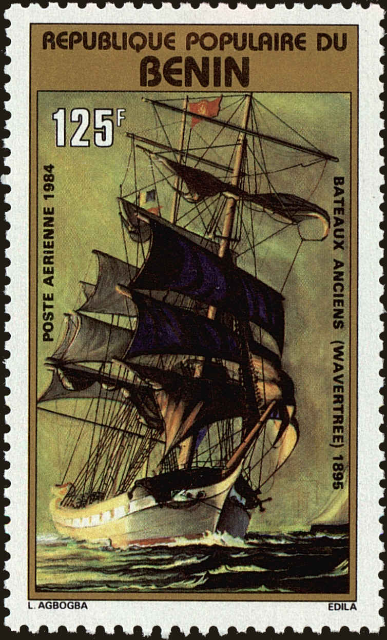 Front view of Benin C329 collectors stamp