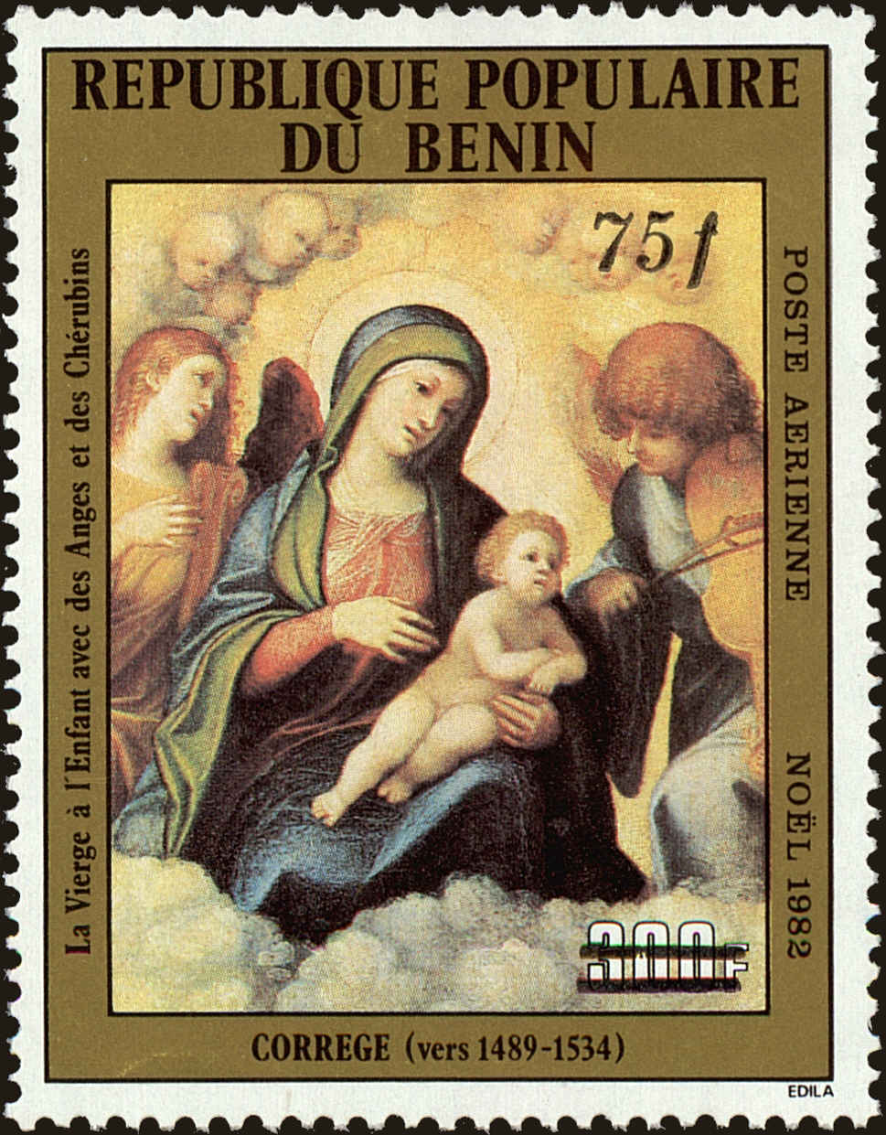Front view of Benin C337 collectors stamp