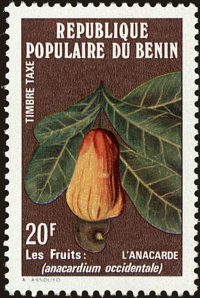 Front view of Benin J45 collectors stamp