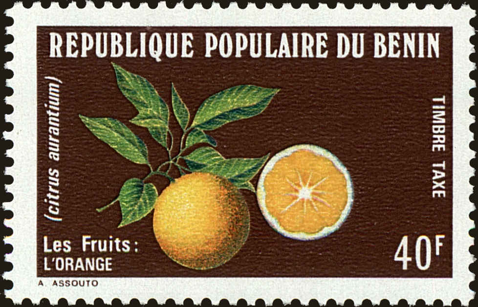 Front view of Benin J46 collectors stamp