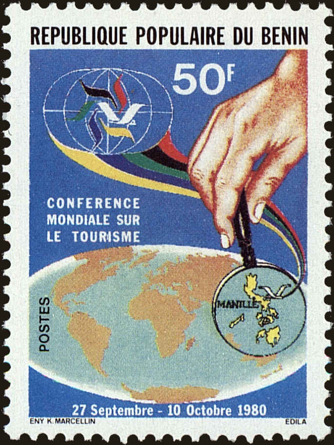 Front view of Benin 488 collectors stamp