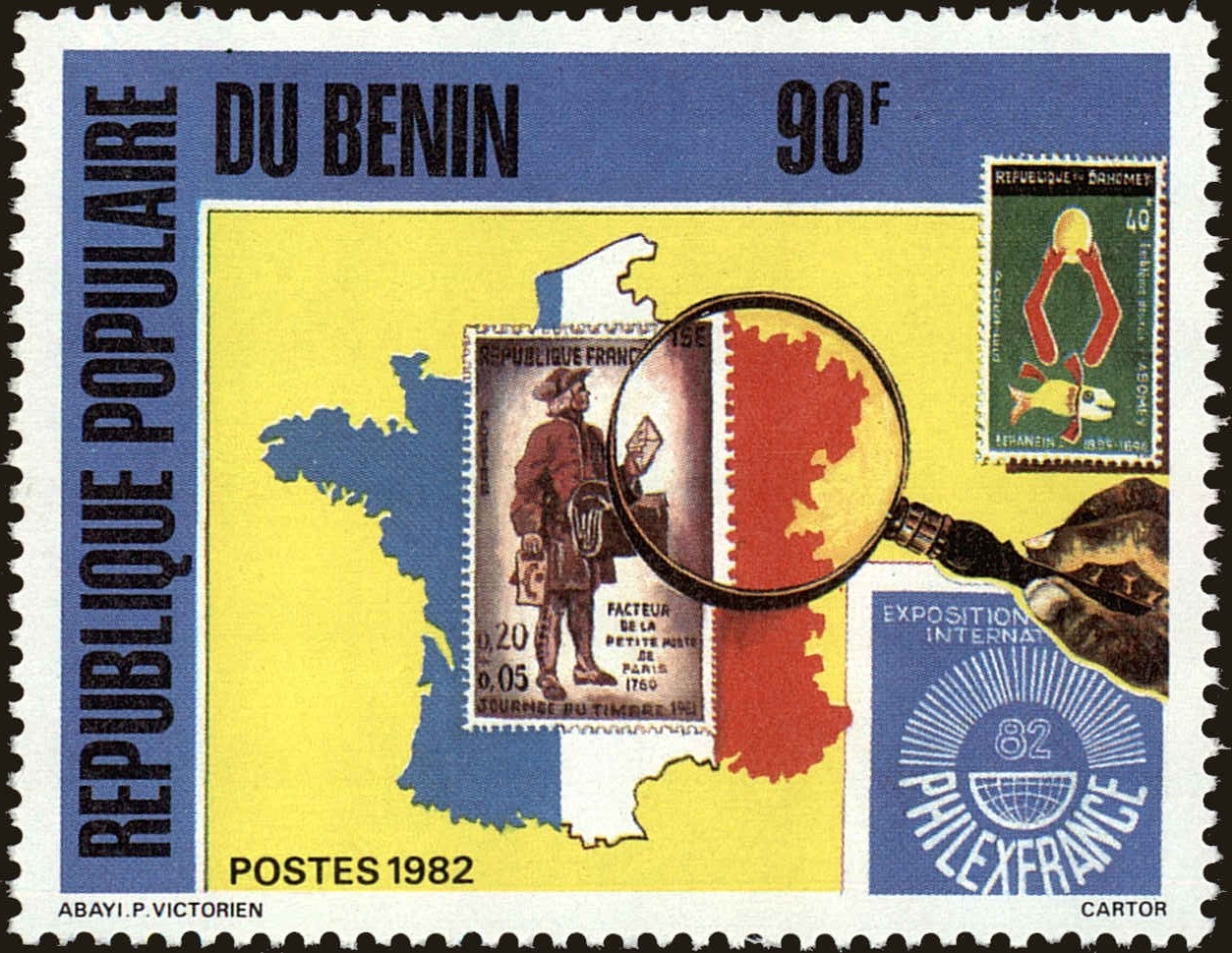 Front view of Benin 521 collectors stamp
