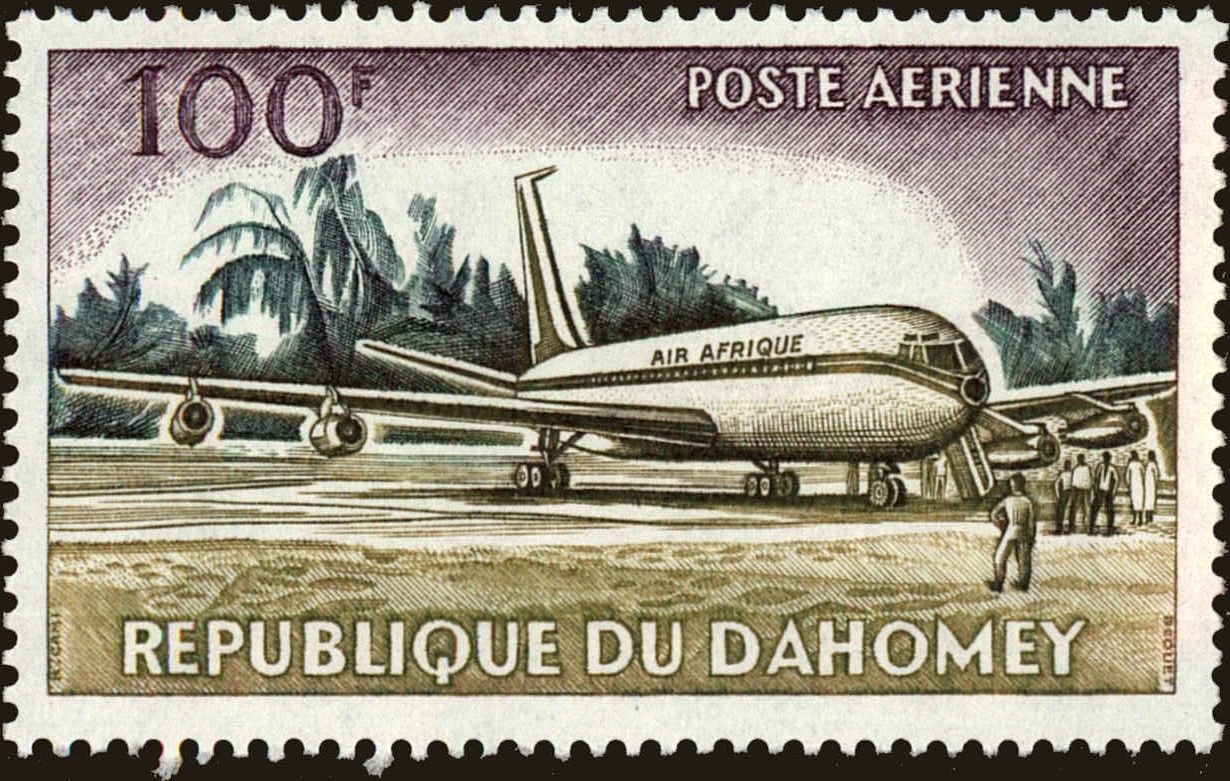 Front view of Dahomey C20 collectors stamp