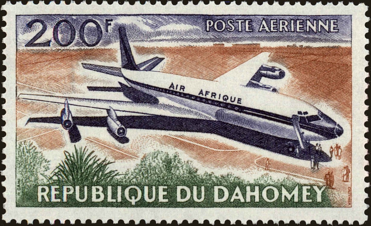 Front view of Dahomey C21 collectors stamp
