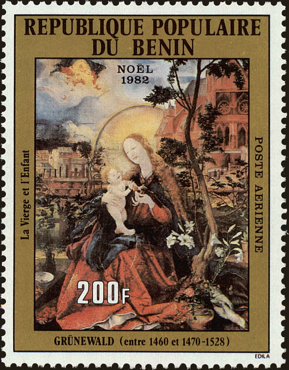 Front view of Benin C303 collectors stamp