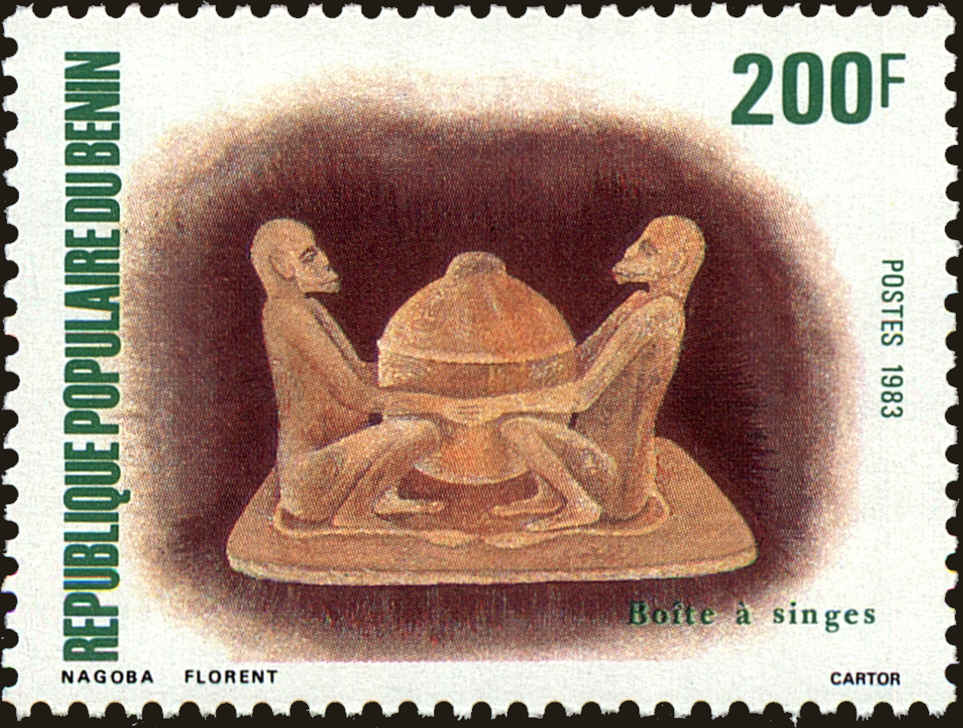 Front view of Benin 550 collectors stamp