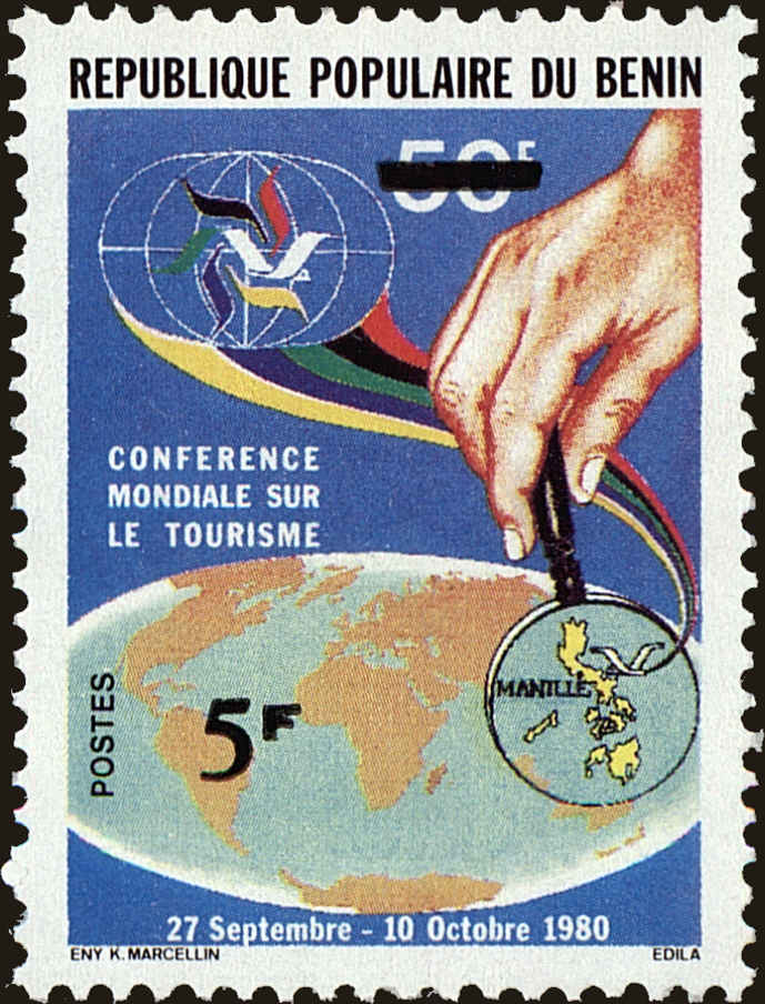 Front view of Benin 557 collectors stamp