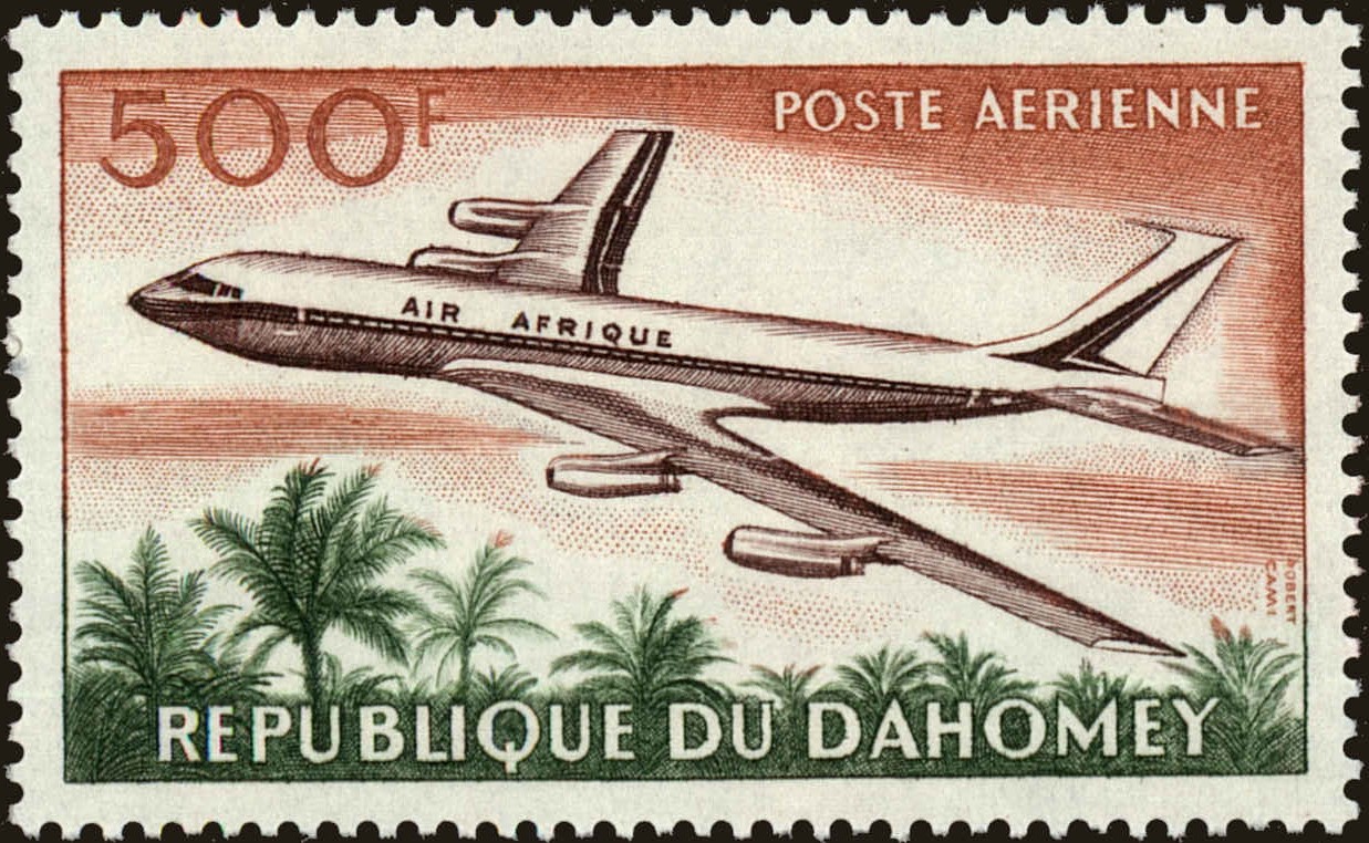 Front view of Dahomey C23 collectors stamp