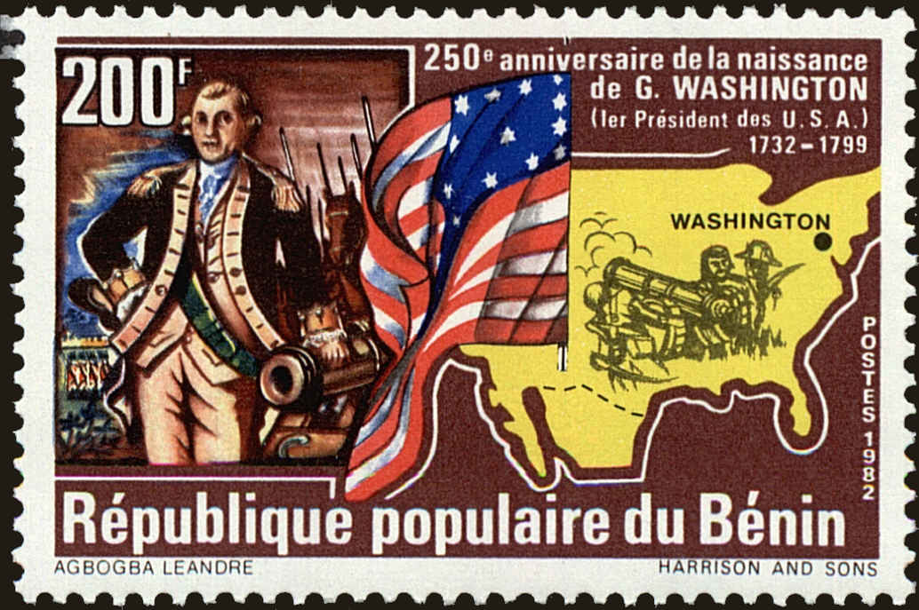 Front view of Benin 522 collectors stamp