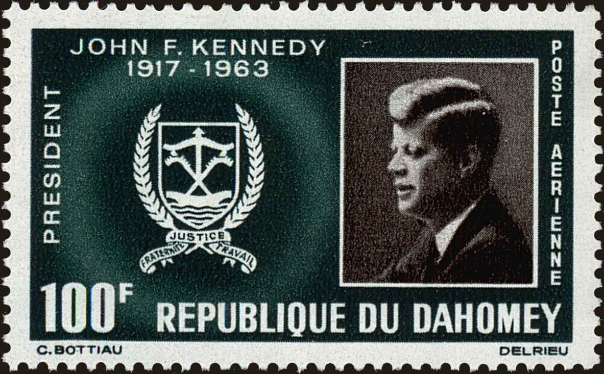 Front view of Dahomey C30 collectors stamp