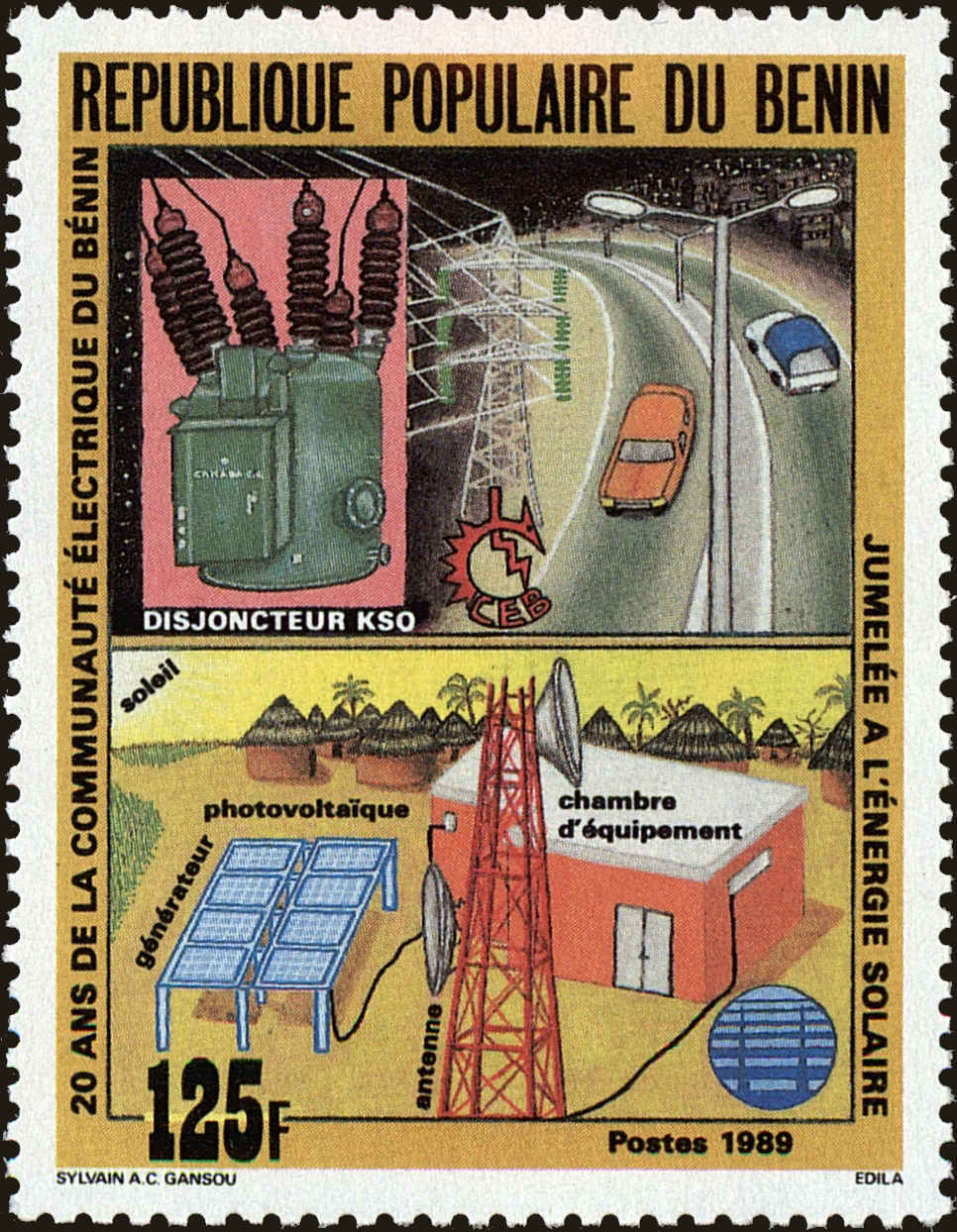 Front view of Benin 663 collectors stamp