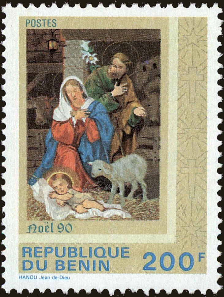 Front view of Benin 679 collectors stamp
