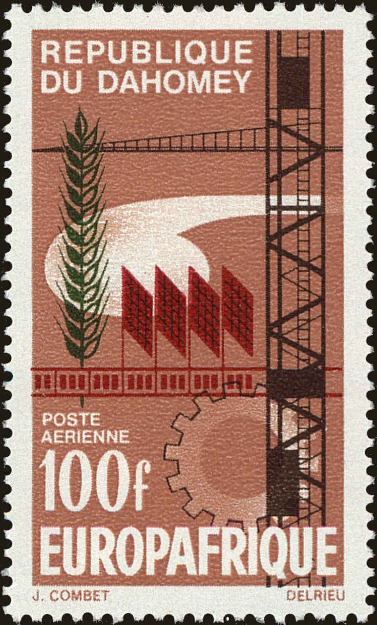 Front view of Dahomey C38 collectors stamp
