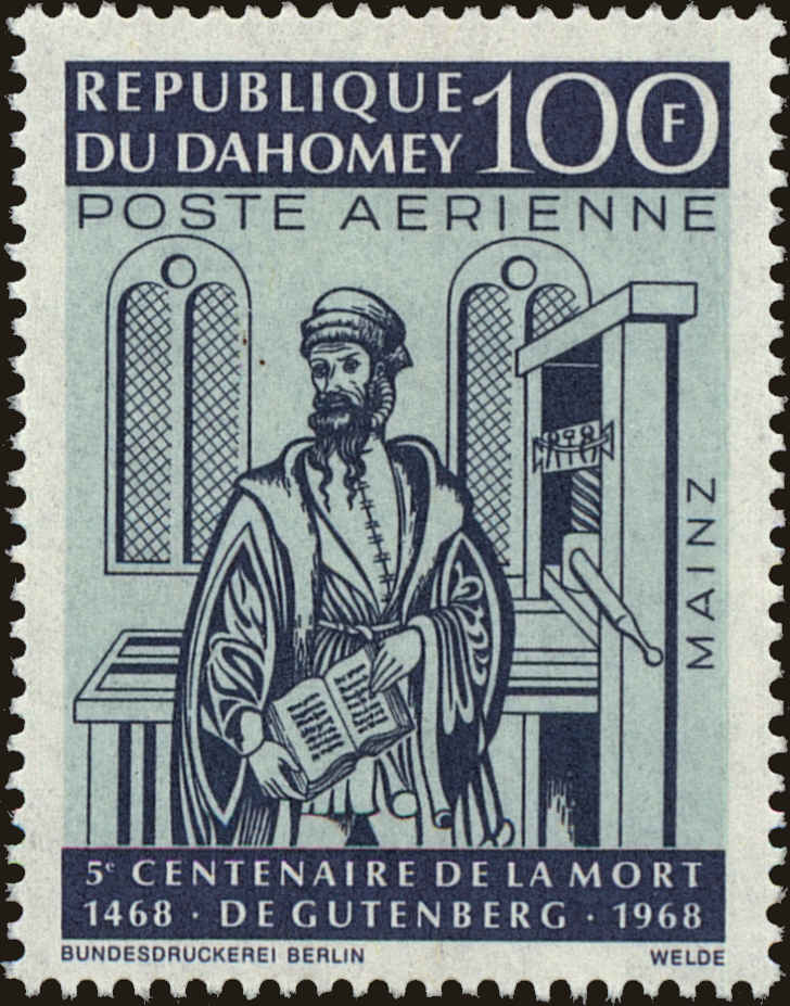 Front view of Dahomey C70 collectors stamp