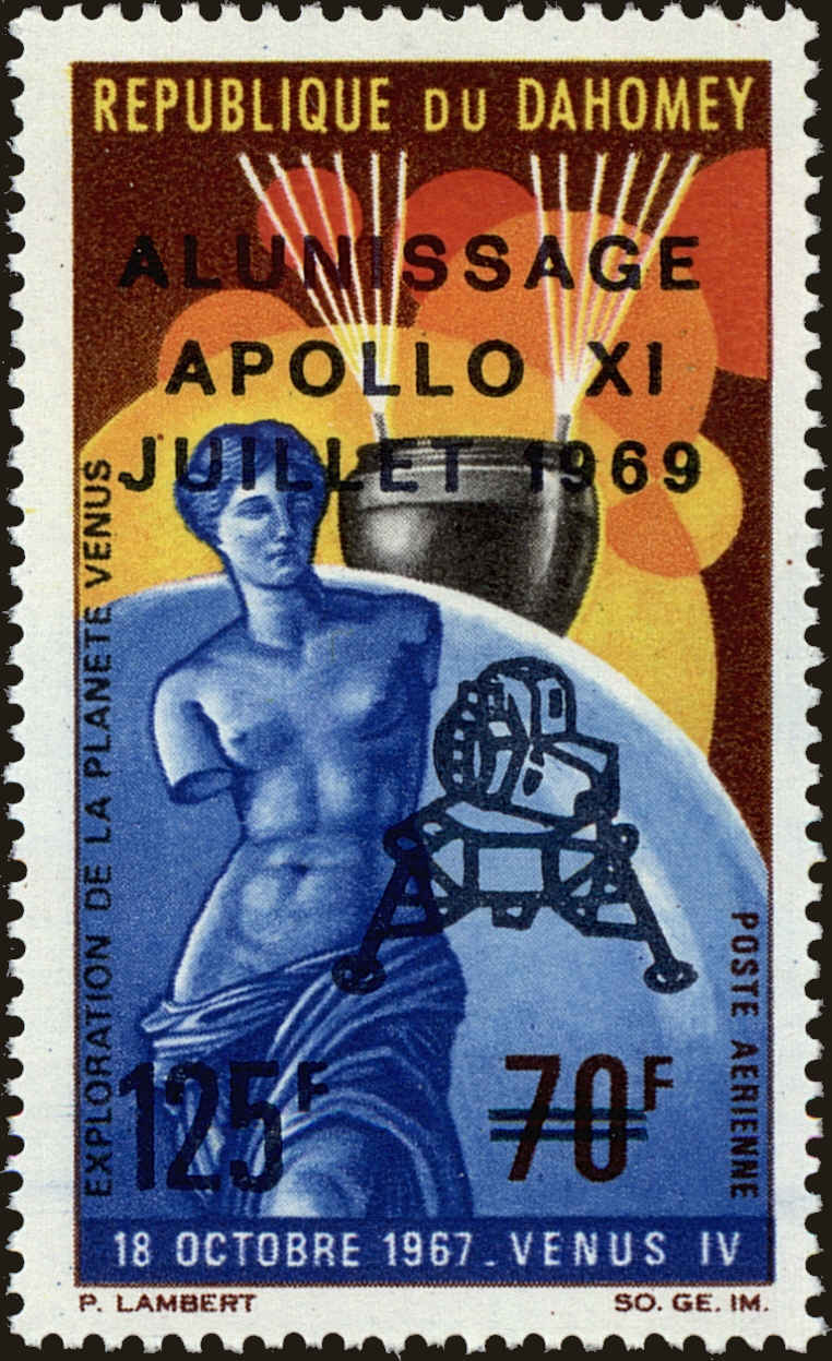 Front view of Dahomey C104 collectors stamp