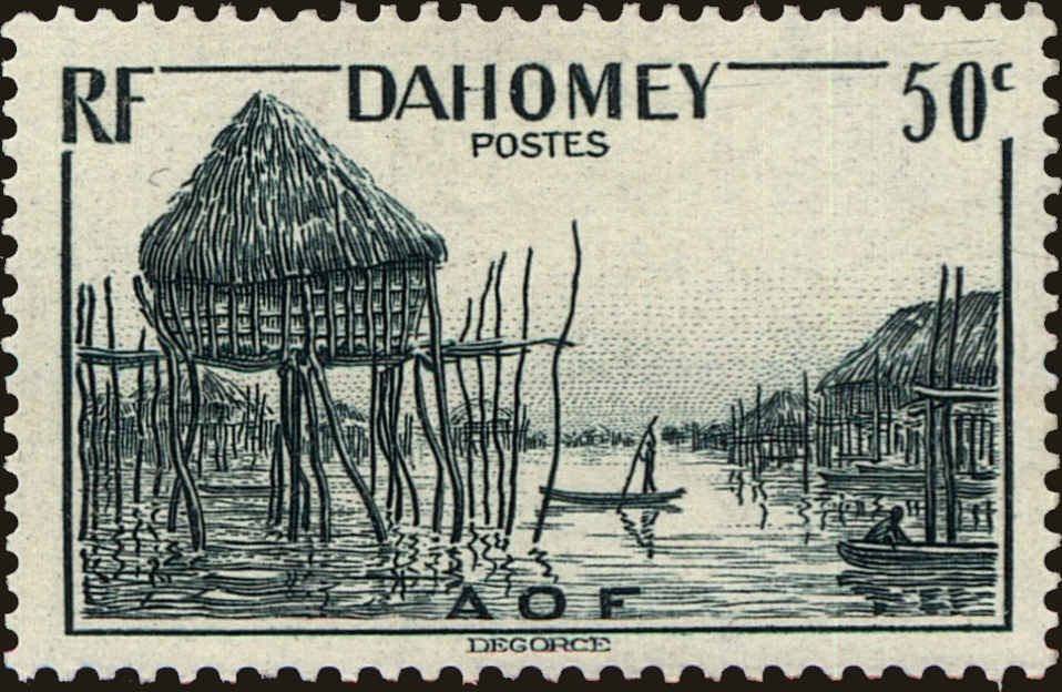 Front view of Dahomey 121 collectors stamp